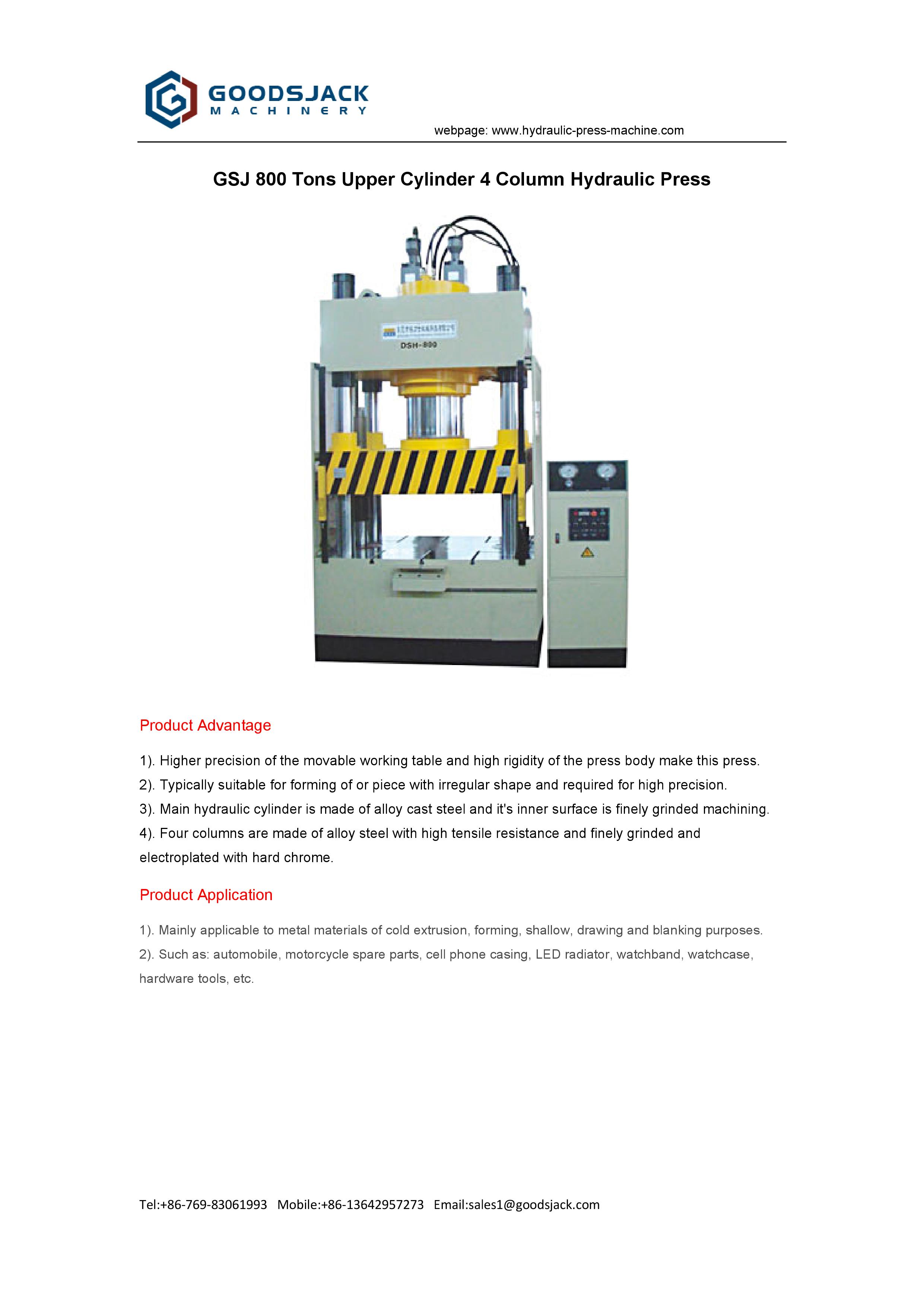 4 column hydraulic press Goodsjack 01